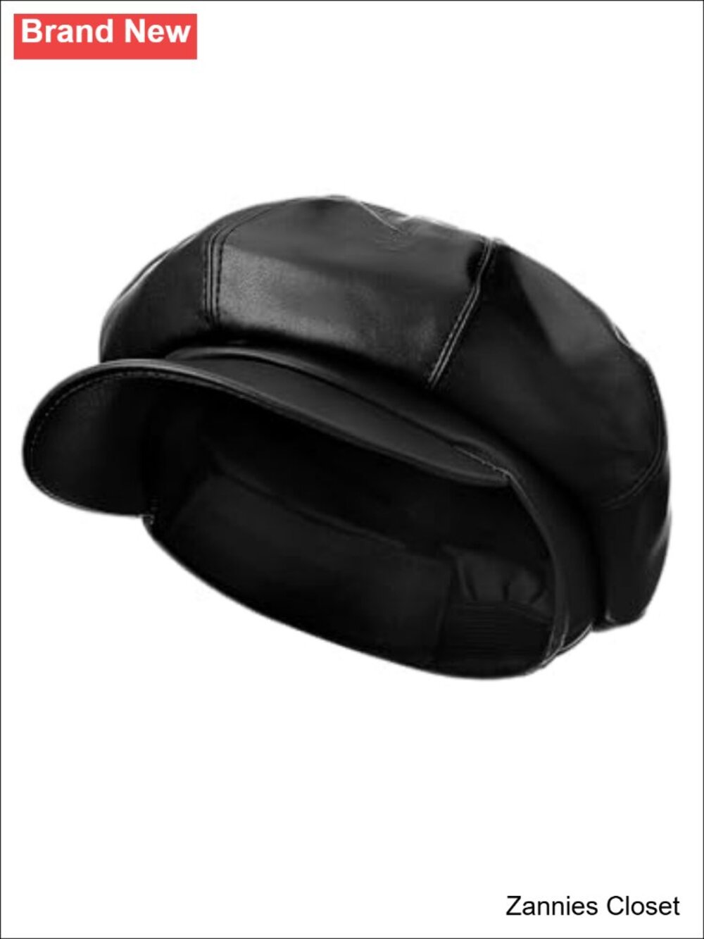 🤠 PU Leather Newsboy Cap 8 Panel Vintage Baker Hat One Size Women's Cabbie